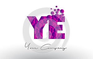 YE Y E Dots Letter Logo with Purple Bubbles Texture.