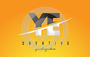 YE Y E Letter Modern Logo Design with Yellow Background and Swoosh.