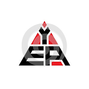 YEA triangle letter logo design with triangle shape. YEA triangle logo design monogram. YEA triangle vector logo template with red