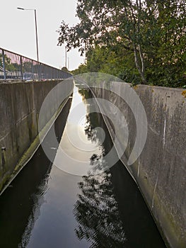 Yeading Brook, beside the A40 Western Avenue in West London, a tributary of the River Crane