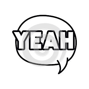 Yeah comic words in speech bubble isolated icon