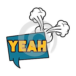 Yeah comic words in speech bubble isolated icon