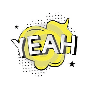 `YEAH` typography icon yellow colour tone on white background