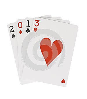 Year 2013 Playing Cards with Hearts on Top Clippin