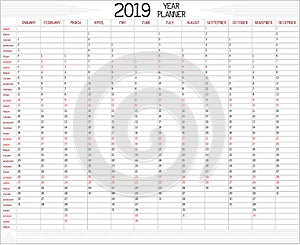 Year 2019 Planner