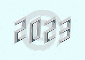 Year 2023 logo with 3d isometric effect