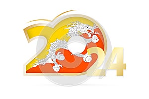 Year 2024 with Bhutan Flag pattern