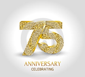 75 - year anniversary banner. 75th anniversary 3d logo with gold elements. photo