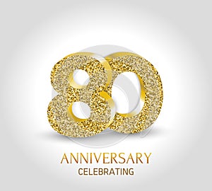 80 - year anniversary banner. 80th anniversary 3d logo with gold elements. photo