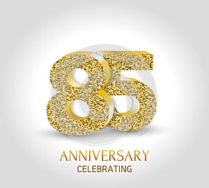 85 - year anniversary banner. 85th anniversary 3d logo with gold elements. photo