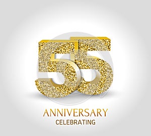 55 - year anniversary banner. 55th anniversary 3d logo with gold elements. photo