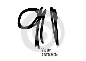 91 year anniversary celebration black color logotype vector, 91 number design, 91th Birthday invitation, anniversary logo template photo
