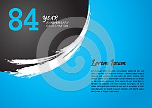 84 year anniversary celebration logotype on blue background for poster, banner, leaflet, flyer, brochure, web, invitations,