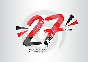 27 year anniversary celebration logotype vector, 27 number design, 27th Birthday invitation, anniversary logo template, logo photo
