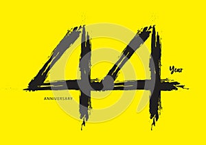 44 year anniversary celebration logotype on yellow background, 44 number design, 44th Birthday invitation, anniversary logo