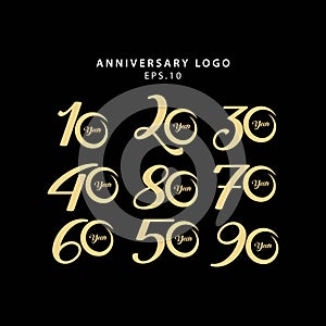 Year Anniversary Set Vector Template Design Illustration