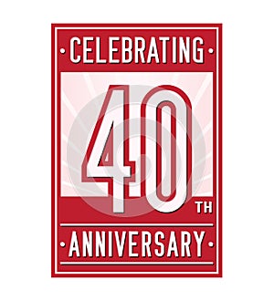 40 years celebrating anniversary design template. 40th logo. Vector and illustration. photo