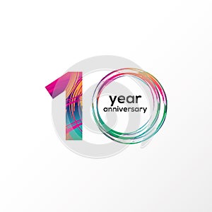 Year Anniversary Vector Template Design Illustration Rainbow Elegant White Background