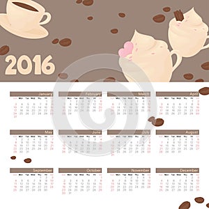 Year Calendar Coffee Lover