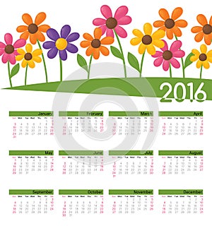 Year Calendar Funky Floral