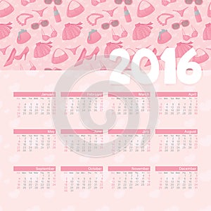 Year Calendar Girly