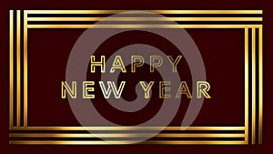 Year change 2024 - Happy New Year lettering - animation of luxury gold text on decorative frame background