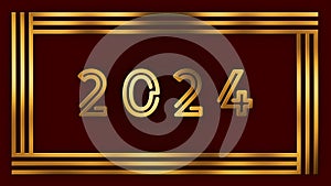 Year change 2024 - luxury gold digits on decorative frame background