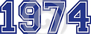 1974 Year college font