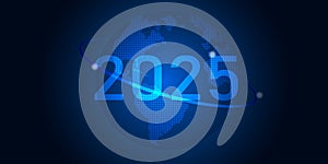 2025 Year Digital samrt world futuristic interface technology background