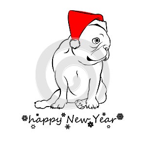 Year, dog, chinese, new, , illustration, symbol, zodiac, bulldog, dog, animal, french