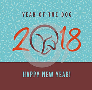 2018 year of the dog happy new year greeting card