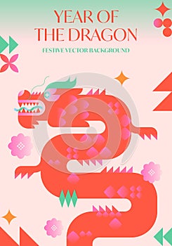 Year of the dragon 2024.Chinese New Year greeting banner template