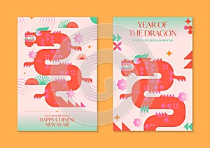 Year of the dragon 2024.Chinese New Year greeting poster templates