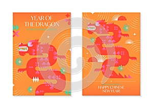 Year of the dragon 2024.Chinese New Year greeting poster templates