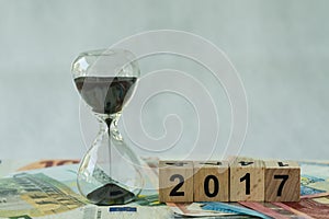 Year end 2017 business time countdown as hourglass or sandglass