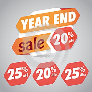 Year End Sale 20% 25% Off Discount Tag for Marketing Retail Element Design