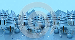 Year End Sale Background 3D Rendering. Snow white & Winter ambiance.