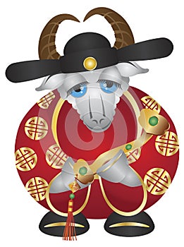 2015 Year of the Goat Money God with Ruyi Scepter