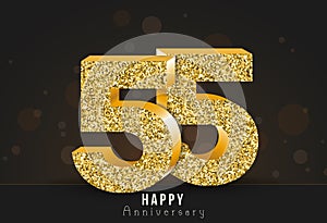 55 - year happy anniversary banner. 55th anniversary gold logo on dark background. photo