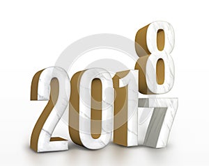 Year 2017 marble and gold texture number change to 2018 new year