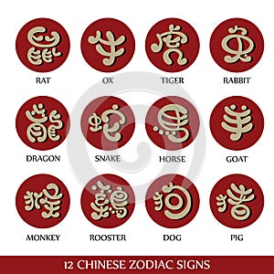 12 Chinese zodiac signs design / Zodiak Stump