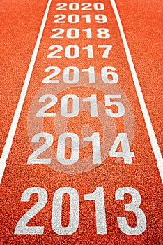 Year numbers on athletics running track