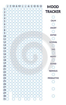 Year in pixels, mood tracker in circles