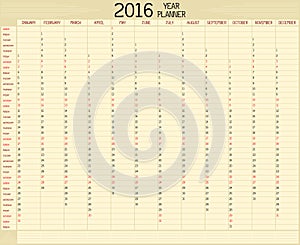 Year 2016 Planner