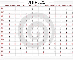 Year 2016 Planner