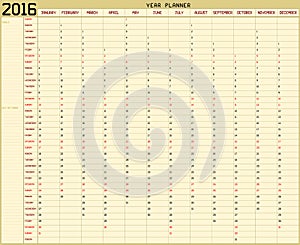 Year 2016 Planner