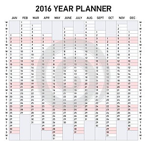 2016 year planner