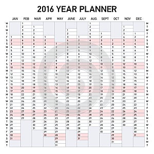 2016 year planner