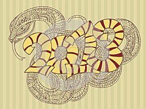 Year of the snake design 2013. Original Vector New Year card