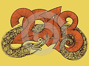 Year of the snake design 2013. Original Vector New Year card